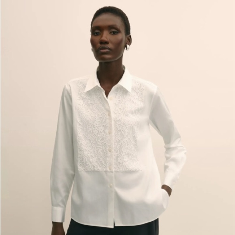 Brooks Brothers White Textured Bib Dress Shirt
